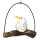 Wei&szlig;er Vogel aus Holz, kleine M&ouml;we auf Schaukel