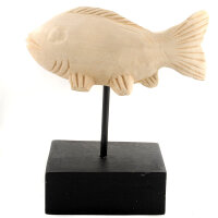 Dekofigur Fisch auf St&auml;nder, Holzdeko Natur H&ouml;he ca. 18 cm