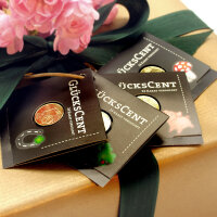4er Set Gl&uuml;ckscent vergoldet kleiner Gl&uuml;cksbringer schwarz