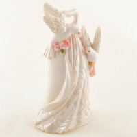 Tortenfigur Taubenpaar mit Herz wei&szlig; Hochzeitsdeko