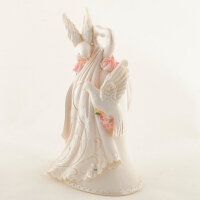 Tortenfigur Taubenpaar mit Herz wei&szlig; Hochzeitsdeko